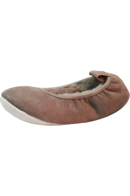 Womens Sheepskin Lined Ballerina Slippers - Mink