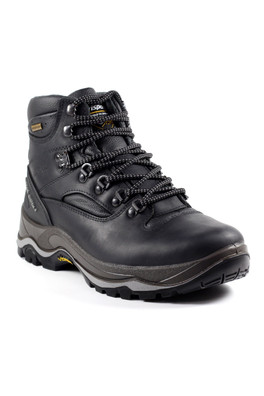 Quatro Mens Waterproof Hiking Boot - Black Waxed Leather