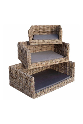 Luxury Rattan Dog Sofa Bed - Grey