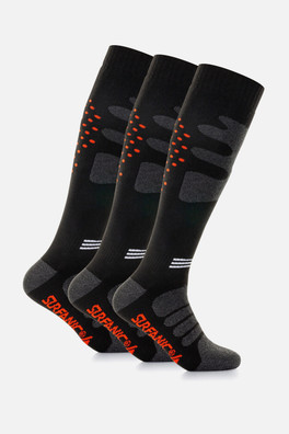 Pro Tech Plus Mens Ski Sock 3 Pack - Orange