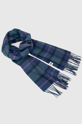 Fell Check Woollen Scarf - Navy
