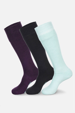 Pro Tech Womens 3pk Socks - Mistblue/navy/purple