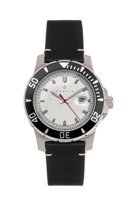 Dive Pro 200 Leather-band Deep Diving Watch W/date - Black/White