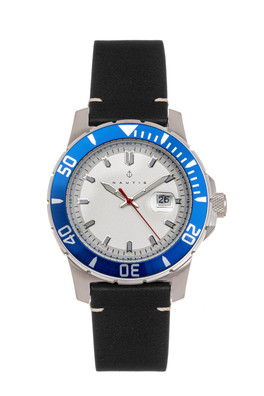 Dive Pro 200 Leather-band Deep Diving Watch W/date - Blue/White