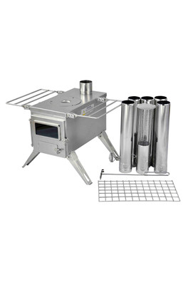 Nomad Medium Wood Burning Camping Stove - Silver
