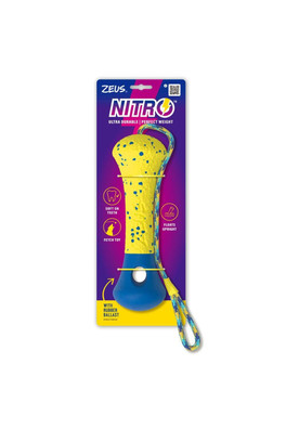 Zeus Nitro Weighted Buoy with Rope Dog Toy - Yellow