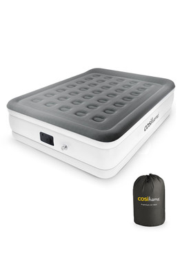 King Size Air Bed with Electric Pump and Pillow - White & Grey