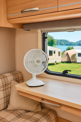 Caravan Mini Clip Base Desk Fan - White
