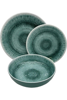 Roma 12-Piece Plate & Bowl Melamine Dinner Set - Roma Green