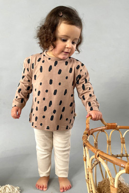 Raindrop Unisex Kids Long Sleeve Top - Taupe