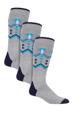 Mens Ultra Lite Ski Socks 3-Pack - Grey Fairisle