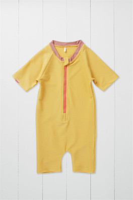 Ribbed Kids Shortie Swimsuit - Ochre