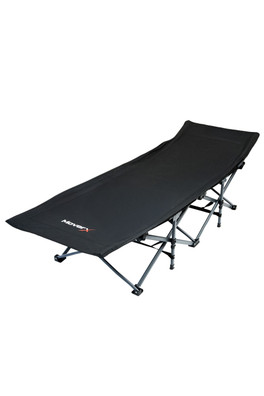 Folding  Single Camping Bed with Mattress - Black