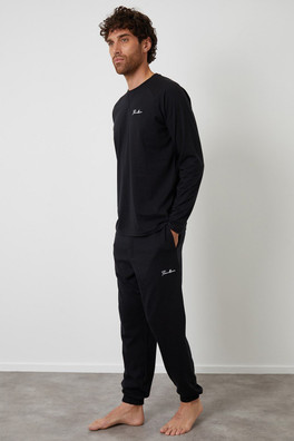 Sweatshirt & Jogger Mens Lounge Set - Black