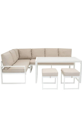 Aluminium Corner Sofa Set - White