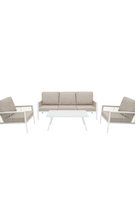 Aluminium 4 Piece Sofa Set - White