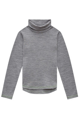 Kids Merino Polo Neck Top - Grey Marle