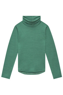 Kids Merino Polo Neck Top - Emerald Green