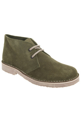 Womens Real Suede Round Toe Unlined Desert Boots - Khaki
