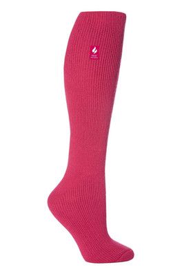 Womens Extra Long Knee High Thermal Socks - Raspberry