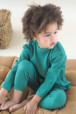 Forest Kids Ribbed Pyjama - Forest Green