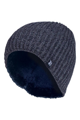 Mens Ribbed Winter Thermal Beanie Hat - Blue