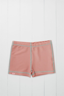 Ribbed Kids Shortie Swim Shorts - Rose