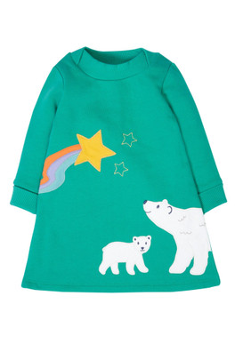 Kids 100% Organic Cotton Easy On Dress - Magic Skies/Polar Bear