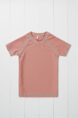 Ribbed Kids Rash Vest - Rose