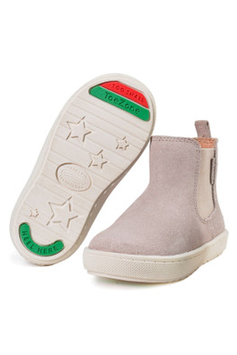 Alma Kids Pale Pink Suede Gusset and Zip Boots - Pink