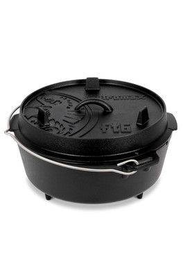 5.5L Cast Iron Dutch Oven With Legs - Black