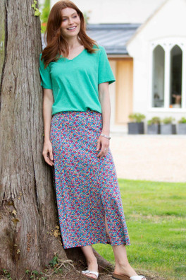 Middlemarsh Womens 95% Cotton Jersey Skirt - Ditsy Bright