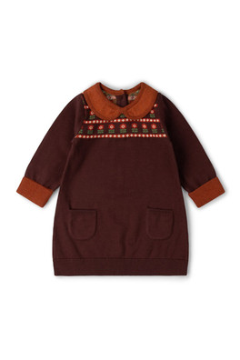 Flower Kids 100% Organic Cotton Knit Dress - Brown