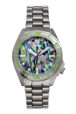 Atlantic Abalone Bracelet Watch with Date - Silver