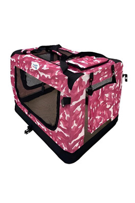 Fabric Crate Pet Carrier - Camouflage Pink