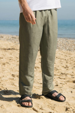Men's Linen Trousers - Oatmeal