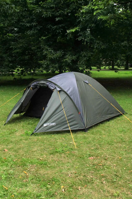 3-4 Person Dome Tent 100% Recycled Polyester - Grey / Khaki