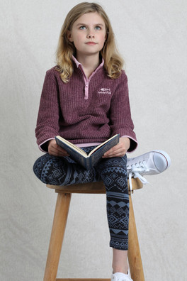 Archie Kids 1/4 Zip Grid Fleece - Dark Violet