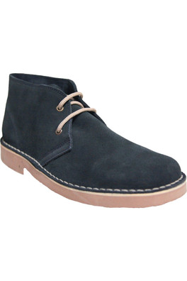 Mens Real Suede Unlined Desert Boots - Navy