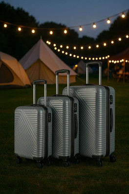 3 Piece Hard Shell Luggage Suitcase Set - Titanium