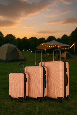 3 Piece Hard Shell Luggage Suitcase Set - Rose Pink