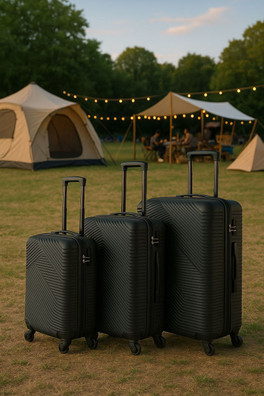 3 Piece Hard Shell Luggage Suitcase Set - Black