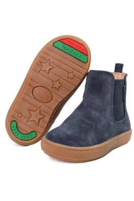 Sam Navy Suede Gusset and Zip Kids' Boots - Navy