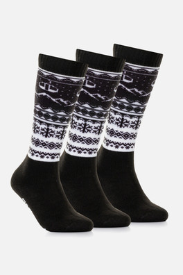 Pro Tech Plus Womens Ski Sock 3 Pack - Black Fairisle