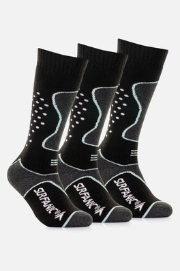 Pro Tech Plus Womens Ski Sock 3 Pack - Black/Black