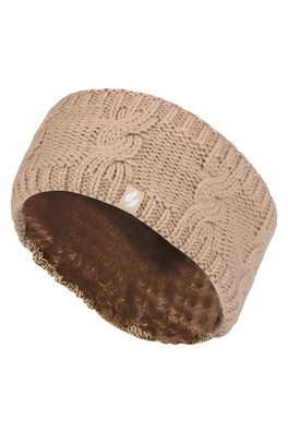 Womens Fleece Lined Thermal Ear Warmer Headband - Beige