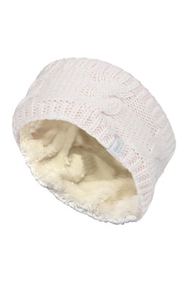 Womens Fleece Lined Thermal Ear Warmer Headband - Cream