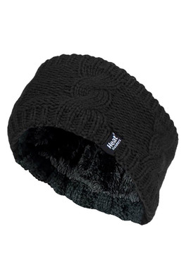 Womens Fleece Lined Thermal Ear Warmer Headband - Black