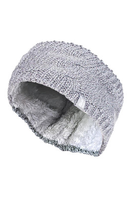Womens Fleece Lined Thermal Ear Warmer Headband - Light Grey