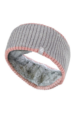Womens Fleece Lined Thermal Ear Warmer Headband - Ribbed Cloud Grey
